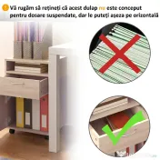 HOMCOM Dulap de Birou cu 4 Roți, Raft Deschis, 2 Sertare, Mobilier de Birou din Lemn și Metal, 40x35x60 cm, Lemn Natural | Aosom Romania 