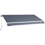 Outsunny 3,6 x 2,5 m Copertină Retractabilă cu Manivelă pentru Terasă, Grădină, Alb Crem | Aosom Romania
