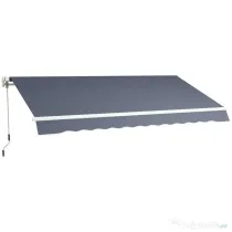 Outsunny 3,6 x 2,5 m Copertină Retractabilă cu Manivelă pentru Terasă, Grădină, Alb Crem | Aosom Romania