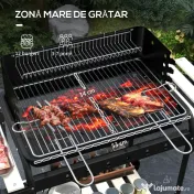 Outsunny Gratar Barbecue cu Carbune cu Inaltime Reglabila a Gratarului, Carucior Portabil pentru Gratar cu Dispozitiv de Colectare a Cenusii si Roti 