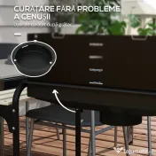 Outsunny Gratar Barbecue cu Carbune cu Inaltime Reglabila a Gratarului, Carucior Portabil pentru Gratar cu Dispozitiv de Colectare a Cenusii si Roti 
