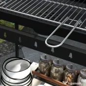 Outsunny Gratar Barbecue cu Carbune cu Inaltime Reglabila a Gratarului, Carucior Portabil pentru Gratar cu Dispozitiv de Colectare a Cenusii si Roti 