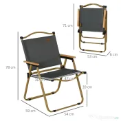 Outsunny Set 2 Scaune de Camping Pliabile cu Cotiere, 54x59x78 cm, Gri Închis | Aosom Romania