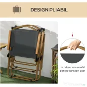 Outsunny Set 2 Scaune de Camping Pliabile cu Cotiere, 54x59x78 cm, Gri Închis | Aosom Romania