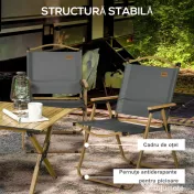 Outsunny Set 2 Scaune de Camping Pliabile cu Cotiere, 54x59x78 cm, Gri Închis | Aosom Romania
