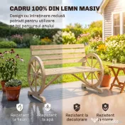 Outsunny Bancă de Grădină cu 2 Locuri, din Lamele cu Mânere în Formă de Roată de Căruță, din Lemn, 105,5x56x79 cm, Culoare Lemn 