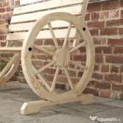 Outsunny Bancă de Grădină cu 2 Locuri, din Lamele cu Mânere în Formă de Roată de Căruță, din Lemn, 105,5x56x79 cm, Culoare Lemn 