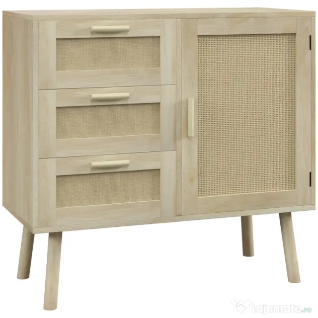 HOMCOM Dulap de depozitare Boho cu 3 sertare, elemente decorative | Aosom Romania