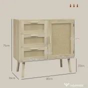 HOMCOM Dulap de depozitare Boho cu 3 sertare, elemente decorative | Aosom Romania 