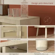 HOMCOM Dulap de depozitare Boho cu 3 sertare, elemente decorative | Aosom Romania 