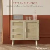 HOMCOM Dulap de depozitare Boho cu 3 sertare, elemente decorative | Aosom Romania 