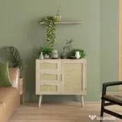 HOMCOM Dulap de depozitare Boho cu 3 sertare, elemente decorative | Aosom Romania 