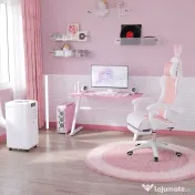 Vinsetto Scaun de Gaming Ergonomic cu Urechi de Iepure și Suport pentru Picioare Extensibil, 65x63x136-142 cm, Roz | Aosom Romania 