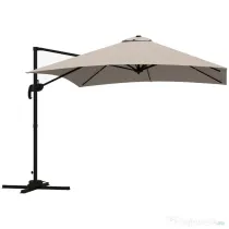 Outsunny Umbrelă de Soare cu 8 Lamele cu Pedală și Manivelă, Umbrelă de Soare din Aluminiu și Poliester, 295x295x266 cm, Kaki | Aosom Romania