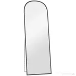 HOMCOM Oglindă de podea și perete modernă din aliaj de aluminiu cu suport pliabil, 50x170 cm, negru
