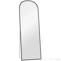HOMCOM Oglindă de podea și perete modernă din aliaj de aluminiu cu suport pliabil, 50x170 cm, negru
