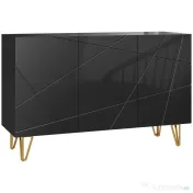 HOMCOM Dulap Mobil cu 2 Dulapuri și Raft Reglabil, din PAL și Metal, 120x40x75 cm, Negru și Auriu