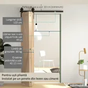 HOMCOM Set pentru Ușă Glisantă din Oțel Carbonat Negru 122x0.5x4 cm | Aosom Romania 