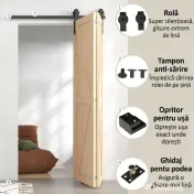 HOMCOM Set pentru Ușă Glisantă din Oțel Carbonat Negru 122x0.5x4 cm | Aosom Romania 