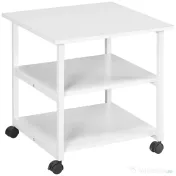 HOMCOM Suport Imprimantă cu Raft de Depozitare, Masă de Imprimantă mobilă pe roți,  50x50x52.5 cm, Alb | Aosom Romania 