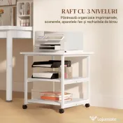 HOMCOM Suport Imprimantă cu Raft de Depozitare, Masă de Imprimantă mobilă pe roți,  50x50x52.5 cm, Alb | Aosom Romania 