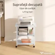 HOMCOM Suport Imprimantă cu Raft de Depozitare, Masă de Imprimantă mobilă pe roți,  50x50x52.5 cm, Alb | Aosom Romania 
