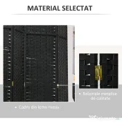 HOMCOM Paravan Despărțitor Interior Pliabil cu 6 Panouri Întrețesute, 240x170 cm, Negru | Aosom Romania 