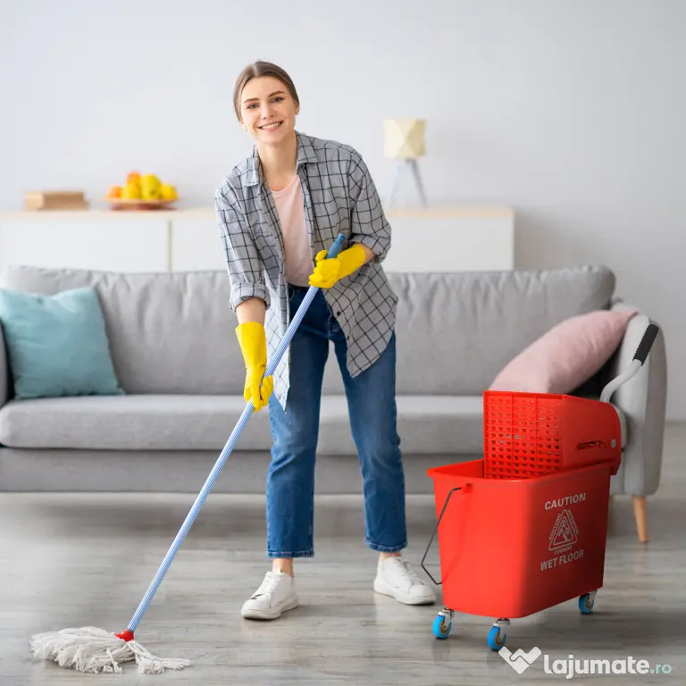 HOMCOM Găleată pentru Mop de 20L cu Roți, Panou de Separare a Apei - Albastru