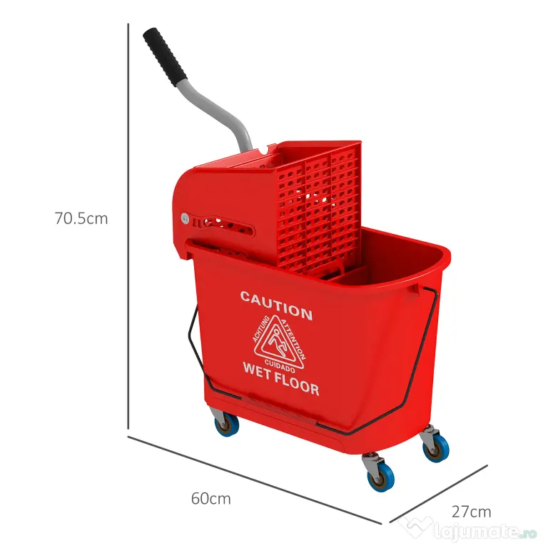 HOMCOM Găleată pentru Mop de 20L cu Roți, Panou de Separare a Apei - Albastru