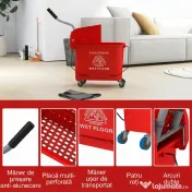 HOMCOM Găleată pentru Mop de 20L cu Roți, Panou de Separare a Apei - Albastru 