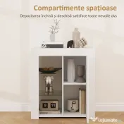 HOMCOM Dulap pentru Sufragerie cu Lumini LED, 3 Rafturi Deschise și un Dulăpior cu 2 Niveluri, 75x40,1x83 cm, Alb | Aosom Romania 