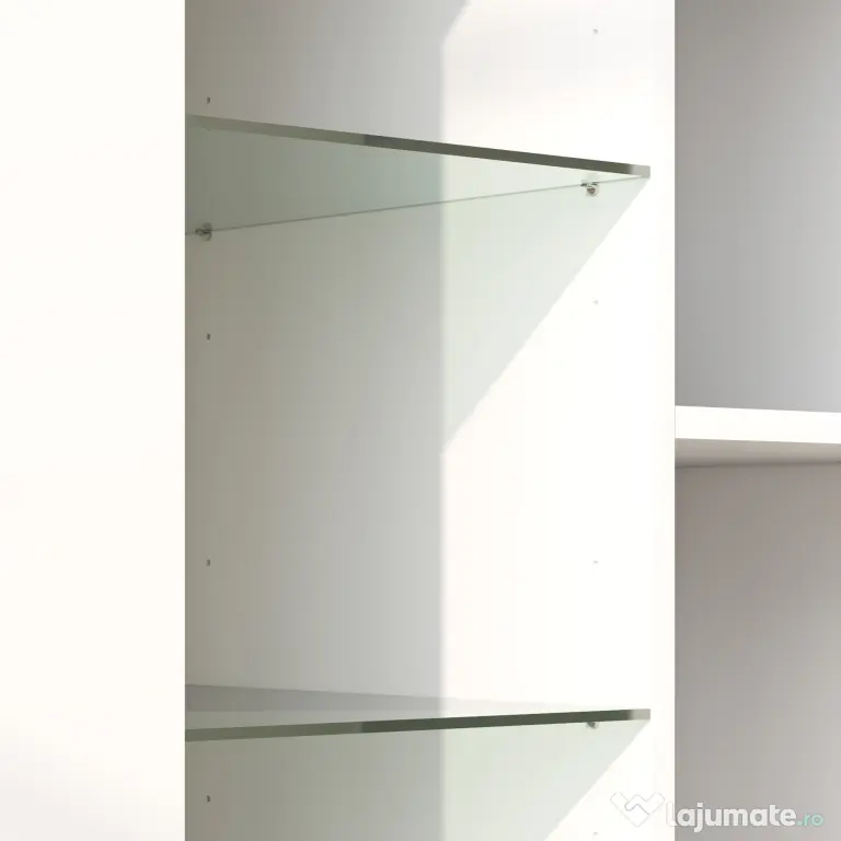 HOMCOM Dulap pentru Sufragerie cu Lumini LED, 3 Rafturi Deschise și un Dulăpior cu 2 Niveluri, 75x40,1x83 cm, Alb | Aosom Romania