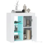 HOMCOM Dulap pentru Sufragerie cu Lumini LED, 3 Rafturi Deschise și un Dulăpior cu 2 Niveluri, 75x40,1x83 cm, Alb