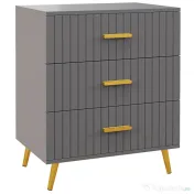 HOMCOM Comodă pentru Dormitor, Dulap Modern cu 3 Sertare,  Sertar de Depozitare cu Picioare din Aluminiu, 60x40x71.5 cm, Gri Închis 