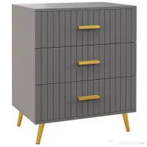 HOMCOM Comodă pentru Dormitor, Dulap Modern cu 3 Sertare,  Sertar de Depozitare cu Picioare din Aluminiu, 60x40x71.5 cm, Gri Închis