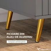 HOMCOM Comodă pentru Dormitor, Dulap Modern cu 3 Sertare,  Sertar de Depozitare cu Picioare din Aluminiu, 60x40x71.5 cm, Gri Închis 
