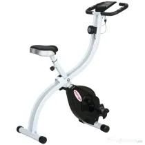 SPORTNOW Bicicletă Magnetică Pliabilă cu 8 Niveluri de Rezistență, Ecran LCD, Șa Reglabilă, Suport Tabletă, Roți, Senzor Puls, Oțel, Negru | Aosom Romania