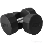 SPORTNOW Set 2 Gantere Hexagonale de 15 kg din Metal și Cauciuc cu Mâner Antialunecare, 26x15,5x15,5 cm, Negru