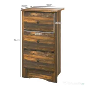 HOMCOM Noptieră cu 2 Sertare în Stil Rustic, Noptieră pentru Dormitor din Lemn, 40x30x74 cm, Maro | Aosom Romania 