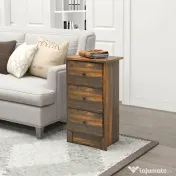 HOMCOM Noptieră cu 2 Sertare în Stil Rustic, Noptieră pentru Dormitor din Lemn, 40x30x74 cm, Maro | Aosom Romania 