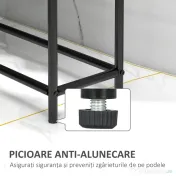 HOMCOM Suport Prosoape pentru Baie de Podea cu 2 Brațe Autoportant din Metal Negru