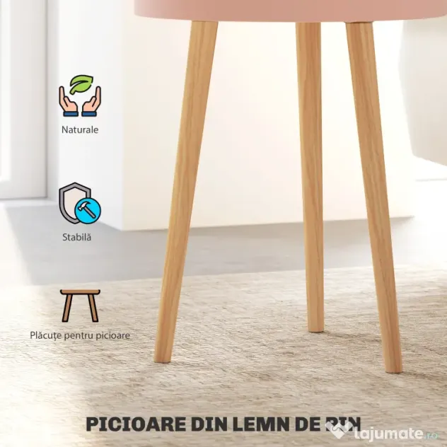 HOMCOM Set de 2 Mese Totunde de Cafea cu 3 Niveluri, 2 Spații de Depozitare și Tavă Detașabilă, Φ35x65,5 cm, Multicolor | Aosom Romania