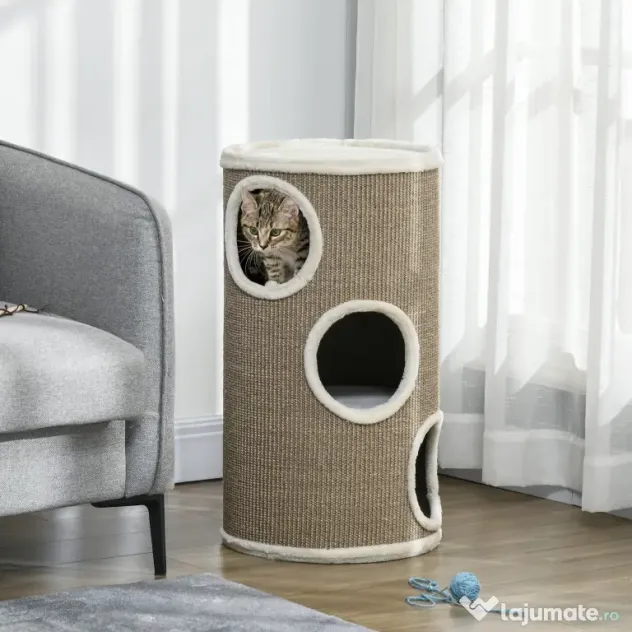 PawHut Ansamblu pentru pisici, Turn din Sisal pentru animale de companie cu planforme cu invelis moale | Aosom Romania