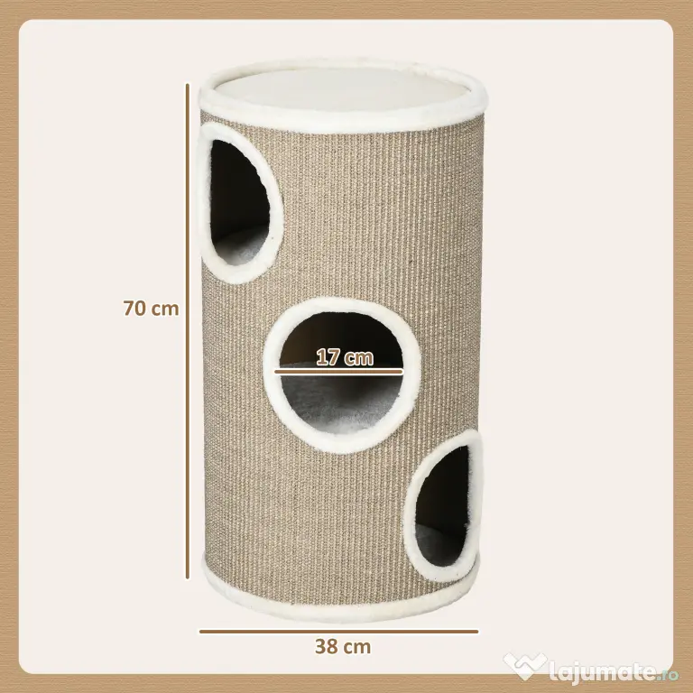 PawHut Ansamblu pentru pisici, Turn din Sisal pentru animale de companie cu planforme cu invelis moale | Aosom Romania