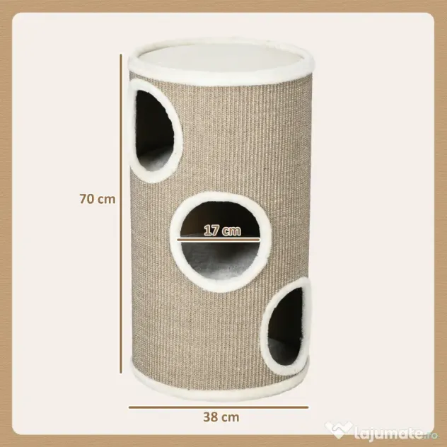PawHut Ansamblu pentru pisici, Turn din Sisal pentru animale de companie cu planforme cu invelis moale | Aosom Romania