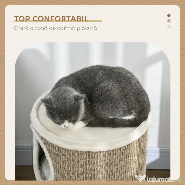 PawHut Ansamblu pentru pisici, Turn din Sisal pentru animale de companie cu planforme cu invelis moale | Aosom Romania
