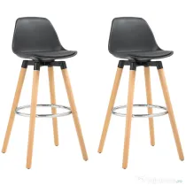 HOMCOM Set 2 Scaune de Bar Moderne din Piele Ecologică, Scaune Înalte de Bucătărie, Negru | Aosom Romania