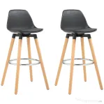 HOMCOM Set 2 Scaune de Bar Moderne din Piele Ecologică, Scaune Înalte de Bucătărie, Negru