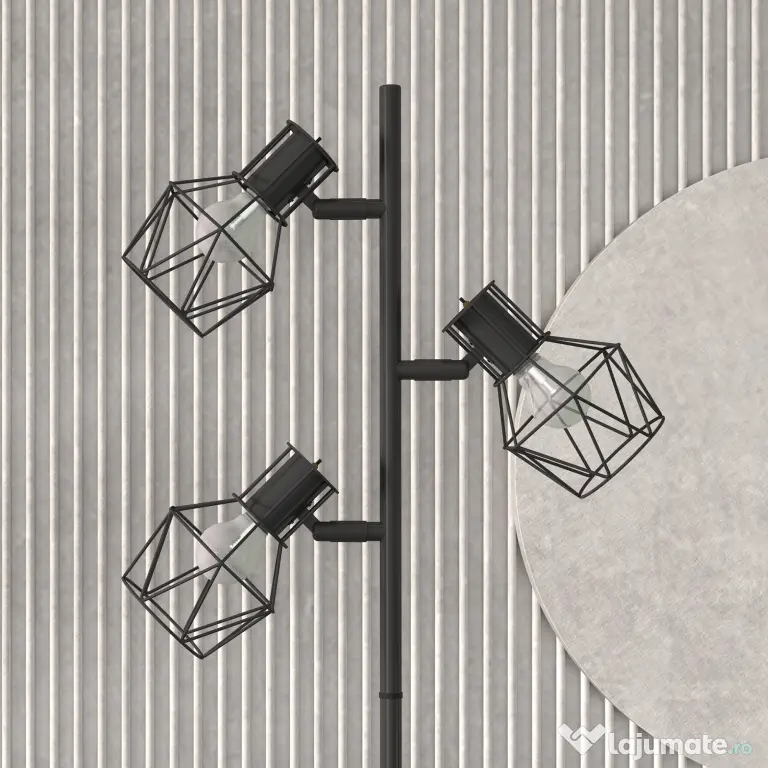 HOMCOM Lampă de Podea cu 3 Lumini Reglabile și Întrerupător cu Buton, Lampă Modernă din Metal, 41x28x169 cm, Negru | Aosom Romania