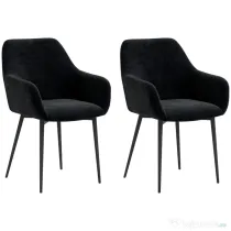 HOMCOM Set 2 Scaune Tapițate în Stil Nordic cu Brațe și Picioare din Oțel pentru Sufragerie, 54x57x80 cm, Negru | Aosom Romania